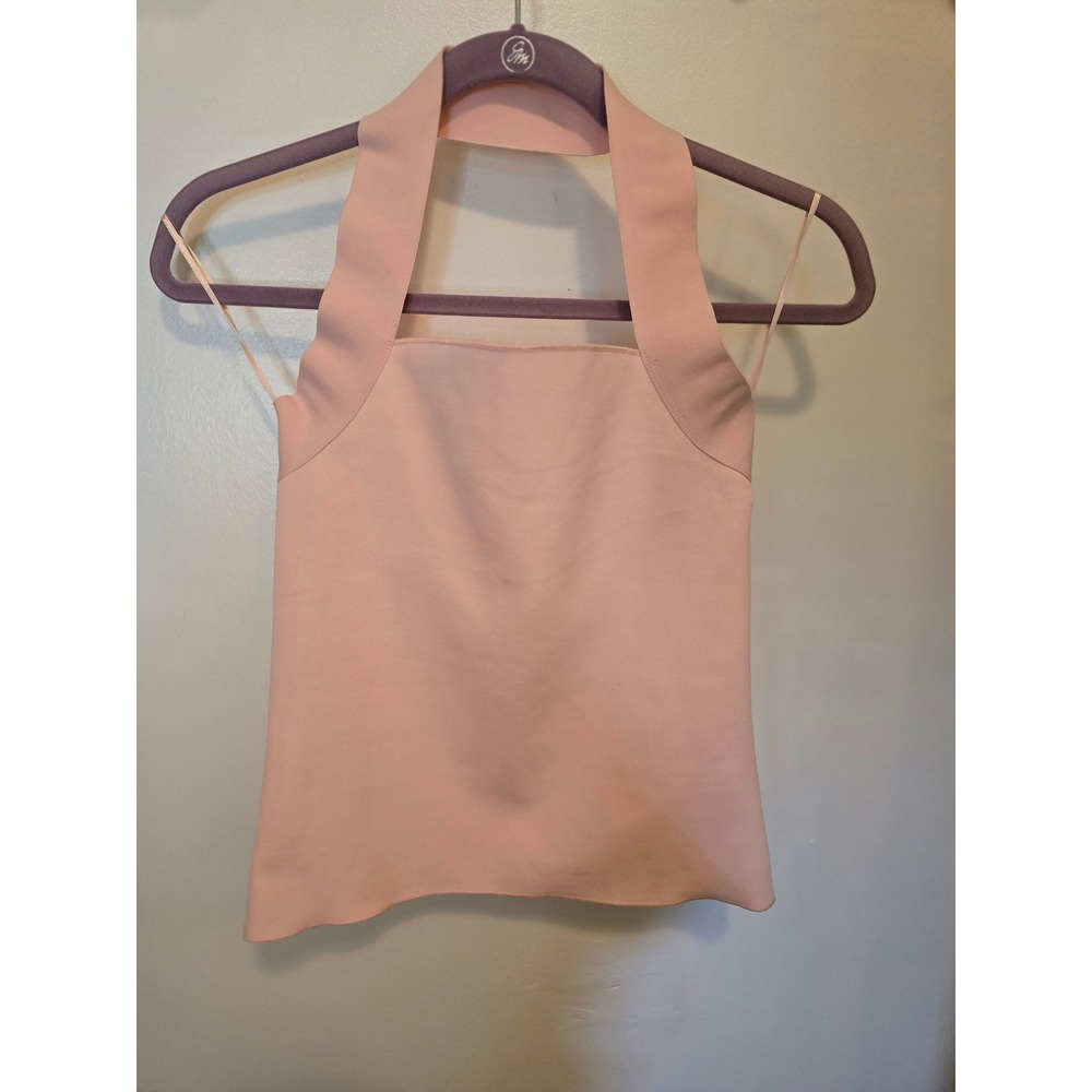 Zara Sculpt Fabric Halter Top Pink Square Neck Sleeveless 5584/125 Large NEW